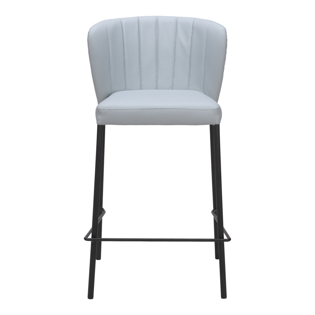 Gray & Black Faux Leather & Steel Counter Height Bar Chairs - Set of 2