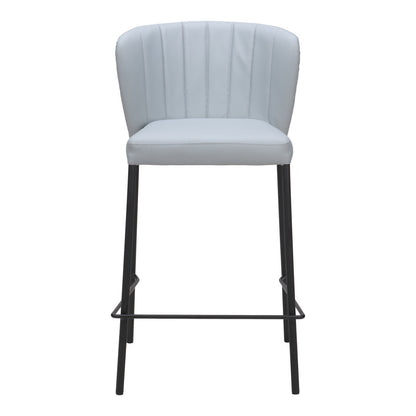 Gray & Black Faux Leather & Steel Counter Height Bar Chairs - Set of 2