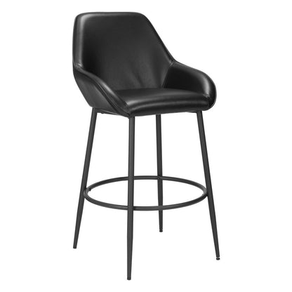 Black Faux Leather & Steel Bar Height Bar Chairs - Set of 2