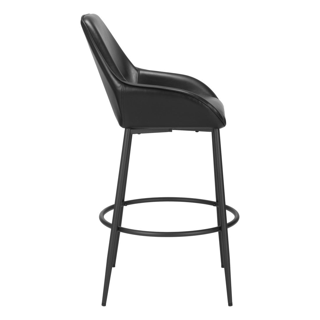 Black Faux Leather & Steel Bar Height Bar Chairs - Set of 2