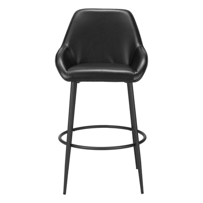 Black Faux Leather & Steel Bar Height Bar Chairs - Set of 2