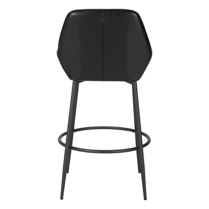 Black Faux Leather & Steel Bar Height Bar Chairs - Set of 2