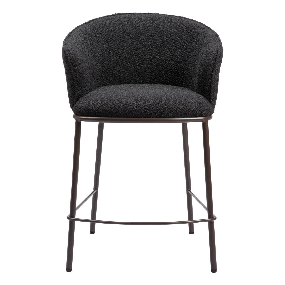 Black & Bronze Shearling & Steel Counter Height Bar Chair