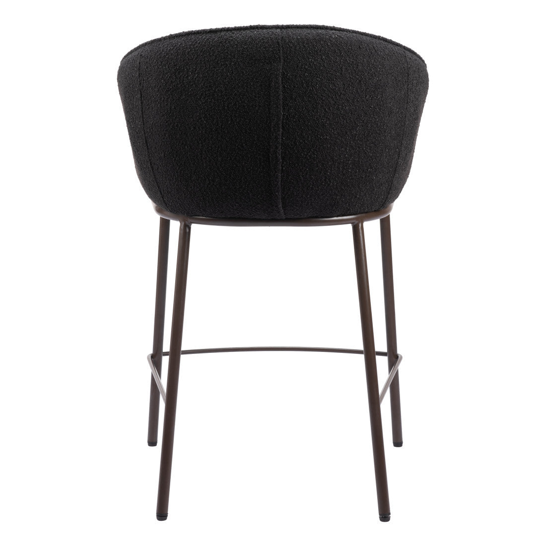 Black & Bronze Shearling & Steel Counter Height Bar Chair
