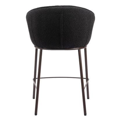 Black & Bronze Shearling & Steel Counter Height Bar Chair