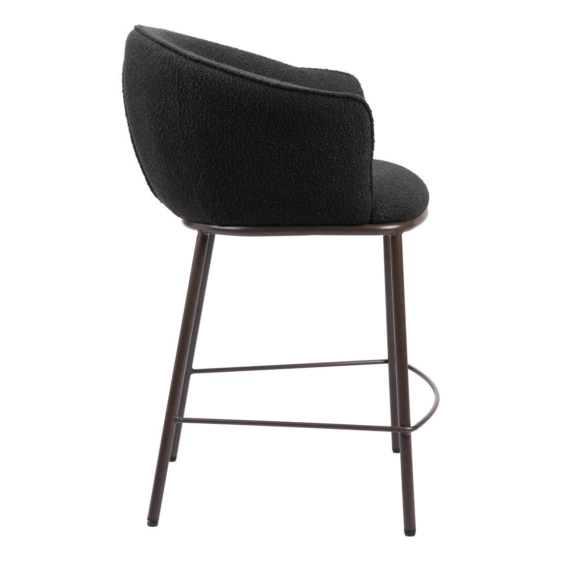 Black & Bronze Shearling & Steel Counter Height Bar Chair