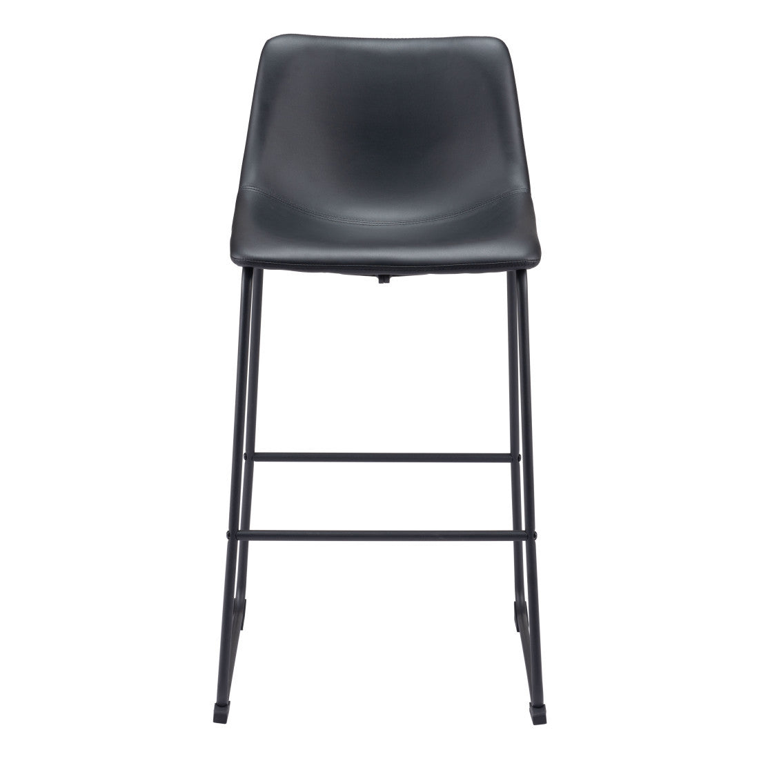 Black Faux Leather & Steel Counter Height Bar Chairs - Set of 2