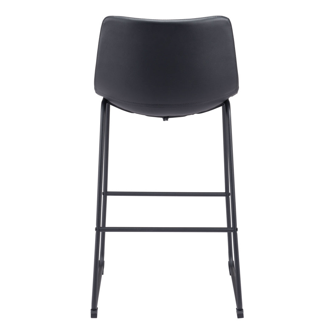 Black Faux Leather & Steel Counter Height Bar Chairs - Set of 2