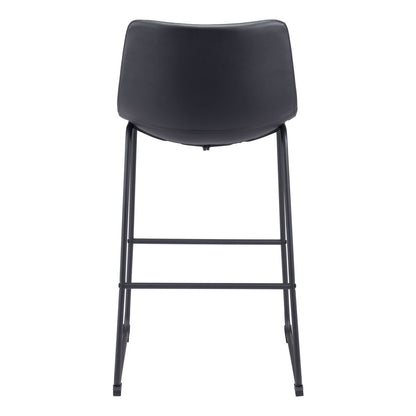 Black Faux Leather & Steel Counter Height Bar Chairs - Set of 2