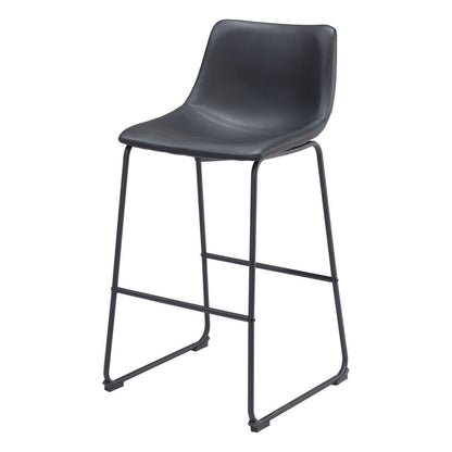 Black Faux Leather & Steel Counter Height Bar Chairs - Set of 2