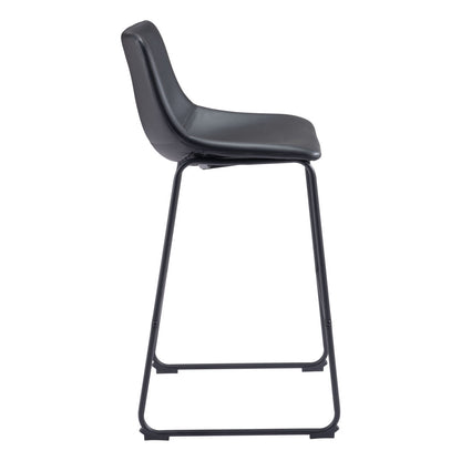 Black Faux Leather & Steel Counter Height Bar Chairs - Set of 2