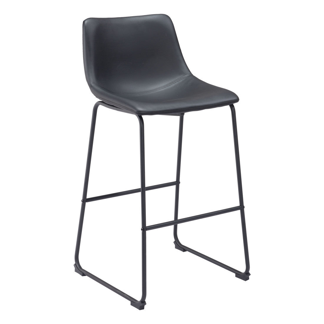 Black Faux Leather & Steel Counter Height Bar Chairs - Set of 2