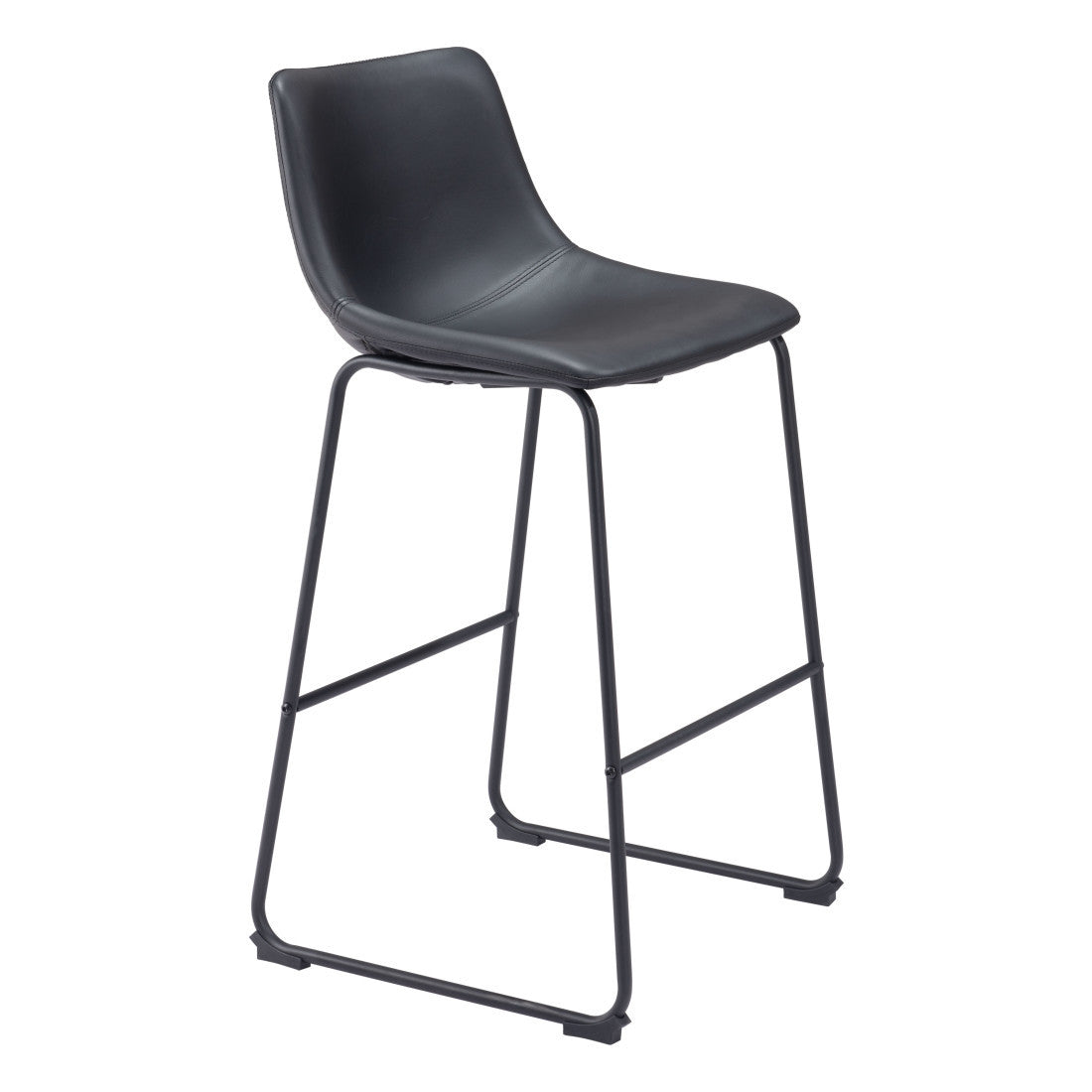 Black Faux Leather & Steel Counter Height Bar Chairs - Set of 2