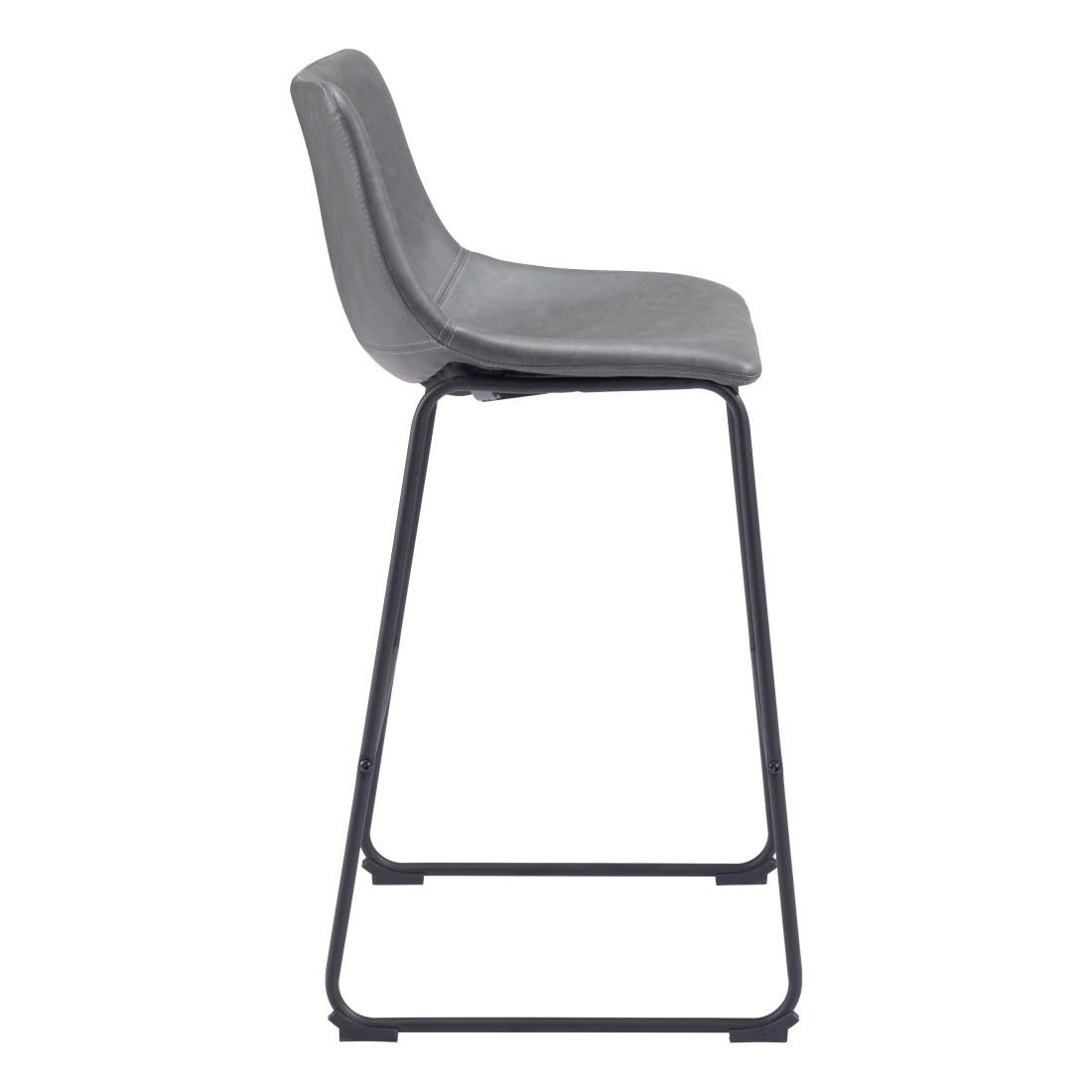 Charcoal & Black Faux Leather & Steel Counter Height Bar Chairs - Set of 2