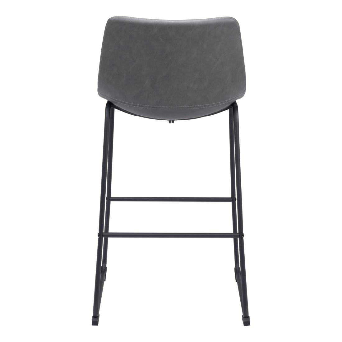 Charcoal & Black Faux Leather & Steel Counter Height Bar Chairs - Set of 2