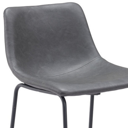 Charcoal & Black Faux Leather & Steel Counter Height Bar Chairs - Set of 2