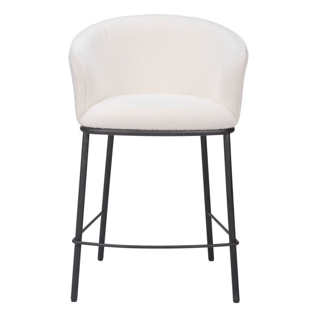 Ivory & Black Shearling & Steel Counter Height Bar Chair