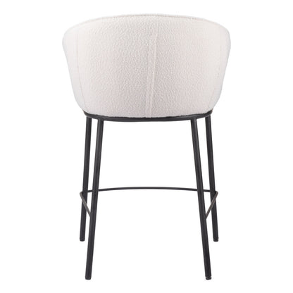 Ivory & Black Shearling & Steel Counter Height Bar Chair