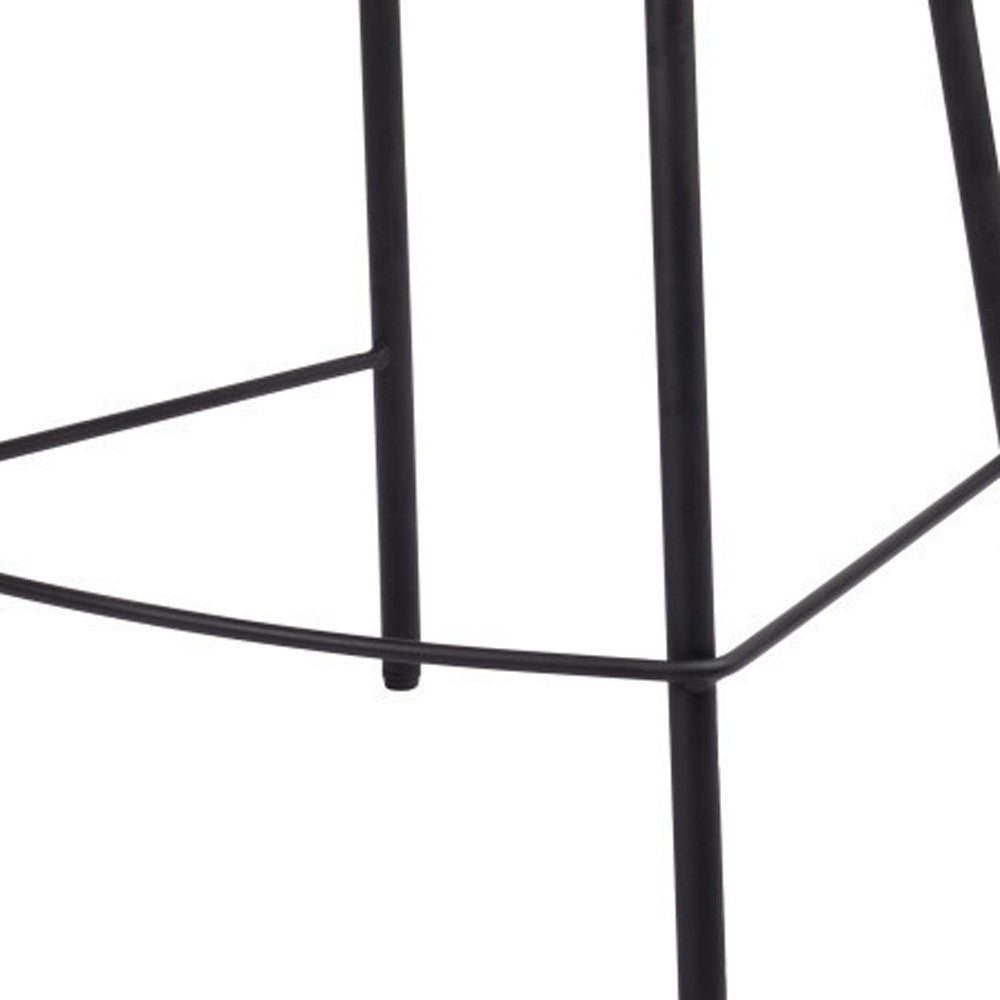Ivory & Black Shearling & Steel Counter Height Bar Chair