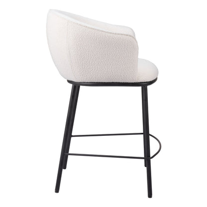 Ivory & Black Shearling & Steel Counter Height Bar Chair