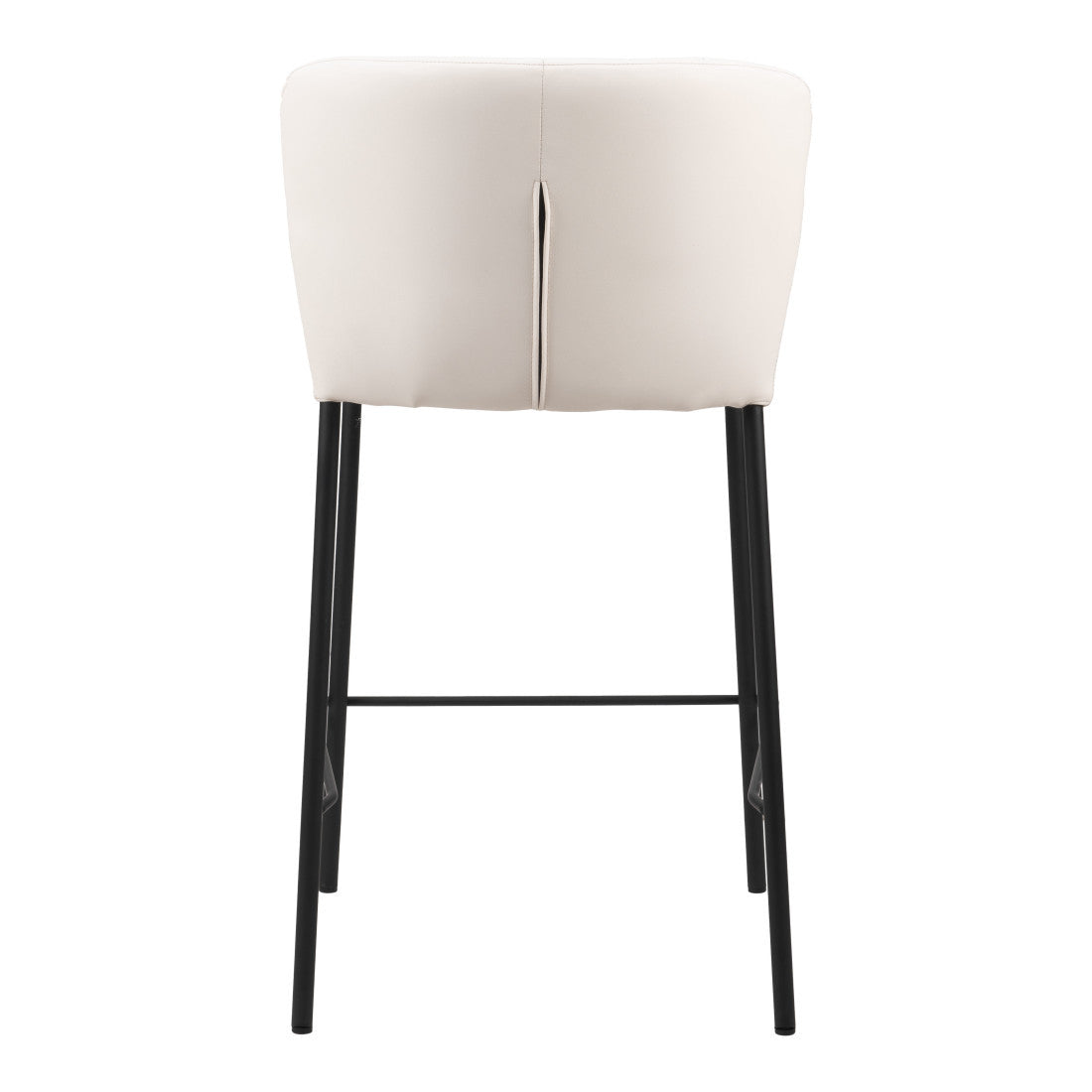 Cream & Black Faux Leather & Steel Counter Height Bar Chairs - Set of 2