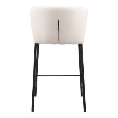Cream & Black Faux Leather & Steel Counter Height Bar Chairs - Set of 2