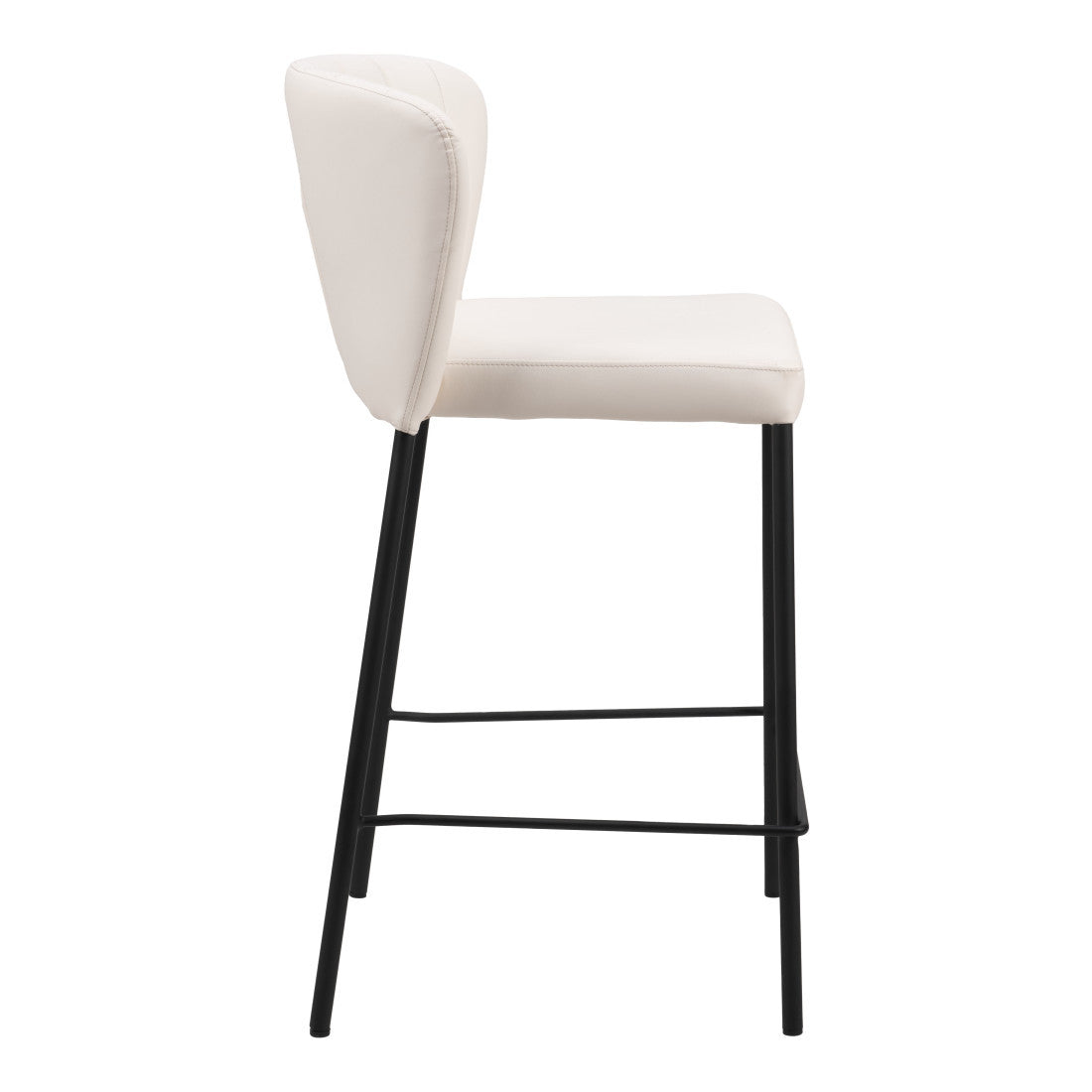 Cream & Black Faux Leather & Steel Counter Height Bar Chairs - Set of 2
