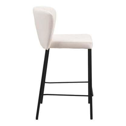 Cream & Black Faux Leather & Steel Counter Height Bar Chairs - Set of 2