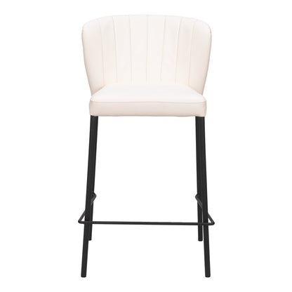 Cream & Black Faux Leather & Steel Counter Height Bar Chairs - Set of 2