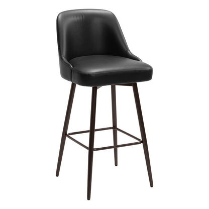Black & Bronze Faux Leather & Steel Bar Height Swivel Bar Chair