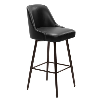 Black & Bronze Faux Leather & Steel Bar Height Swivel Bar Chair