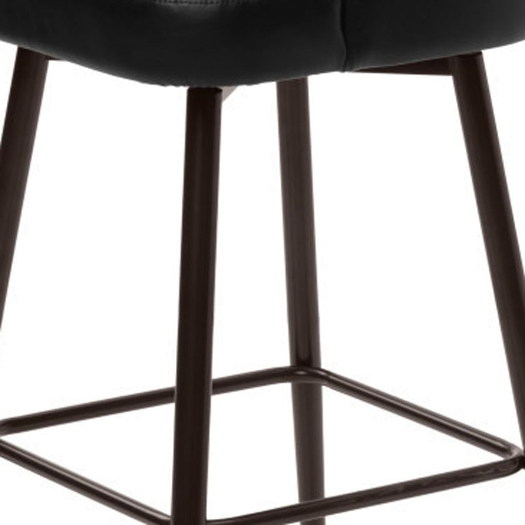 Black & Bronze Faux Leather & Steel Bar Height Swivel Bar Chair