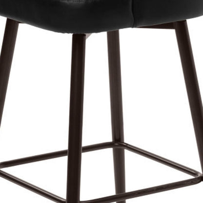 Black & Bronze Faux Leather & Steel Bar Height Swivel Bar Chair