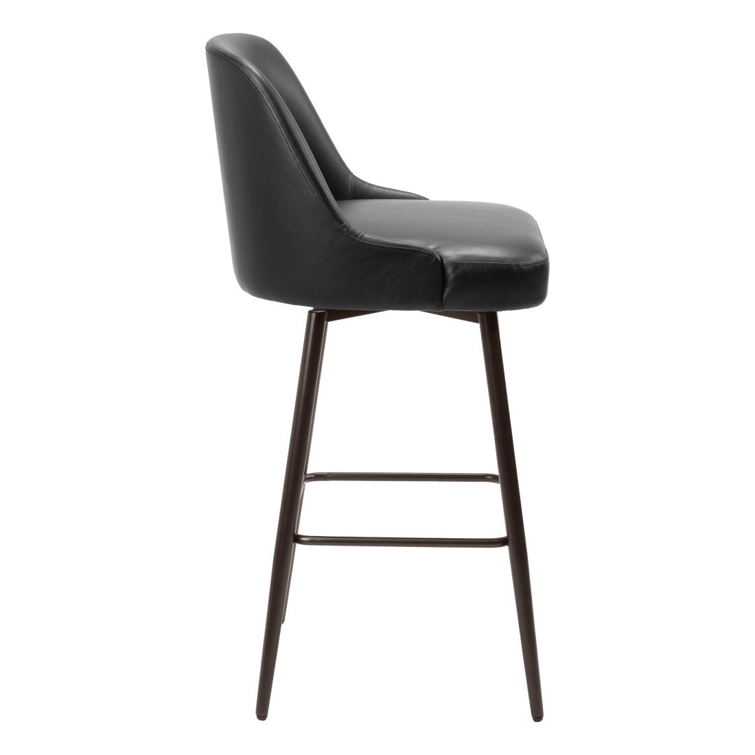 Black & Bronze Faux Leather & Steel Bar Height Swivel Bar Chair