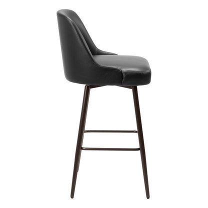 Black & Bronze Faux Leather & Steel Bar Height Swivel Bar Chair