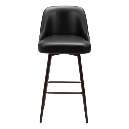 Black & Bronze Faux Leather & Steel Bar Height Swivel Bar Chair