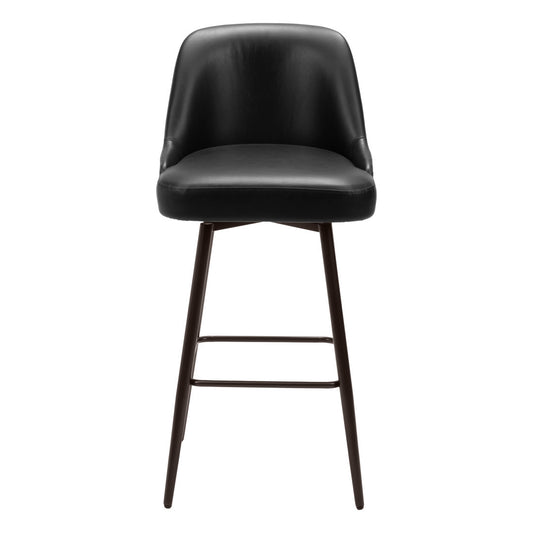 Black & Bronze Faux Leather & Steel Bar Height Swivel Bar Chair