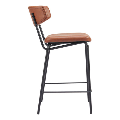 Brown & Black Faux Leather & Steel Low Back Bar Height Bar Chairs - Set of 2
