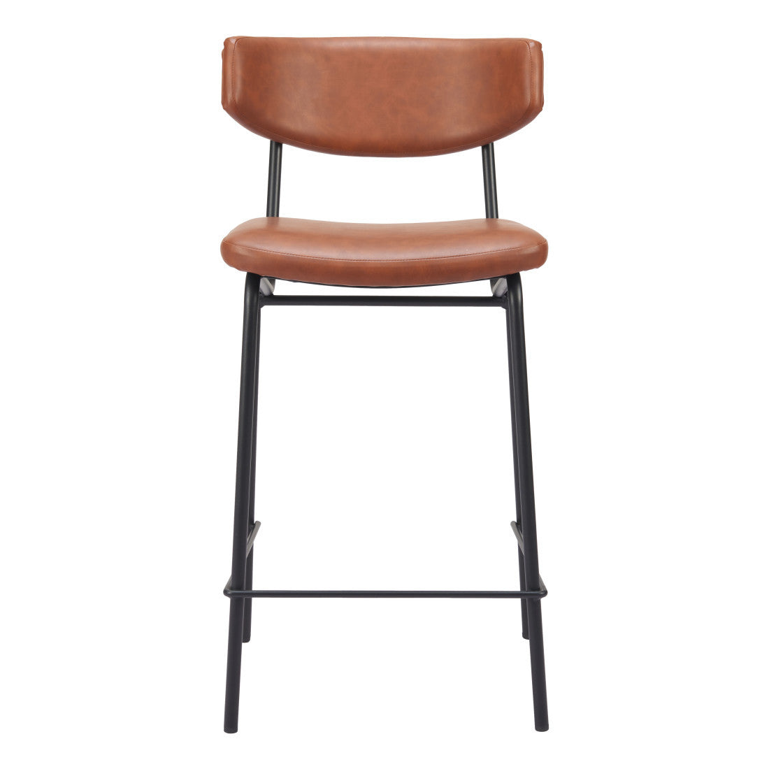 Brown & Black Faux Leather & Steel Low Back Bar Height Bar Chairs - Set of 2