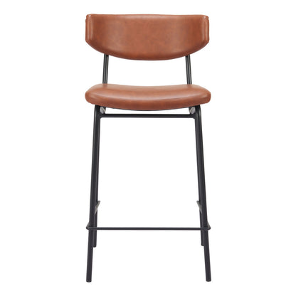 Brown & Black Faux Leather & Steel Low Back Bar Height Bar Chairs - Set of 2