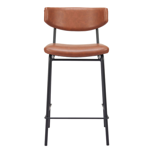 Brown & Black Faux Leather & Steel Low Back Bar Height Bar Chairs - Set of 2
