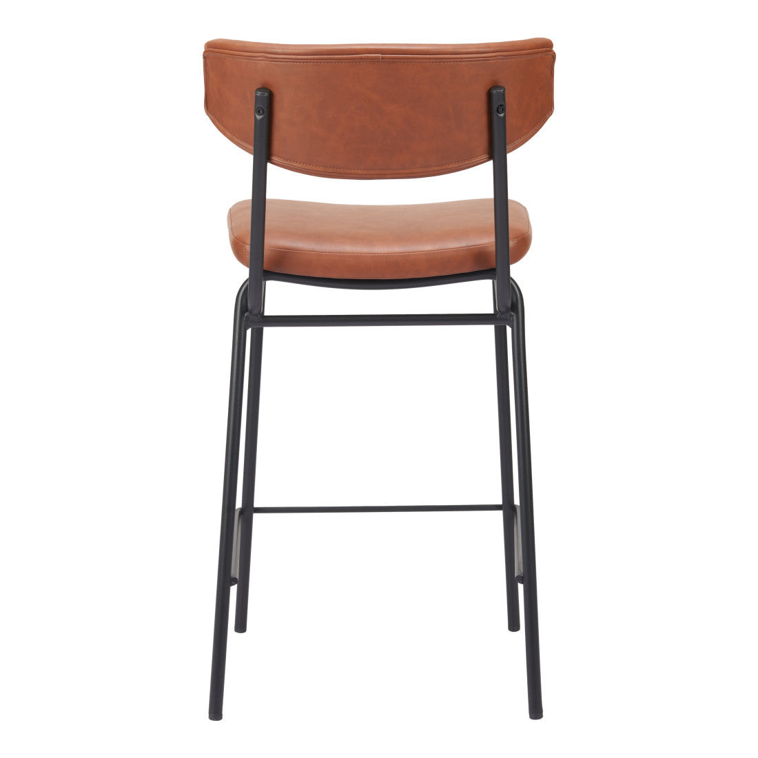 Brown & Black Faux Leather & Steel Low Back Bar Height Bar Chairs - Set of 2