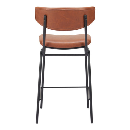 Brown & Black Faux Leather & Steel Low Back Bar Height Bar Chairs - Set of 2