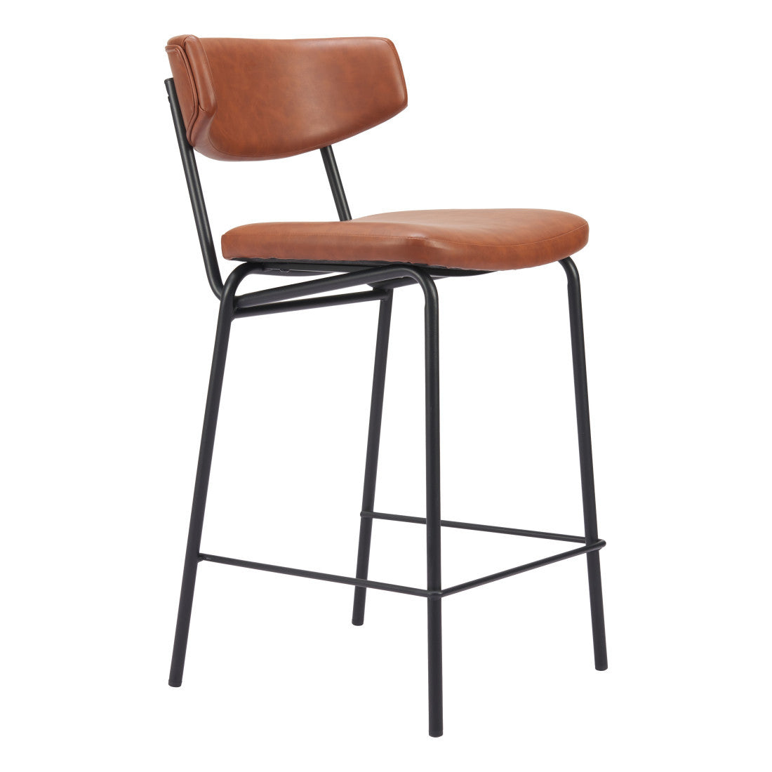 Bellamy Brown & Black Faux Leather & Steel Low Back Bar Height Bar Chairs - Set of 2