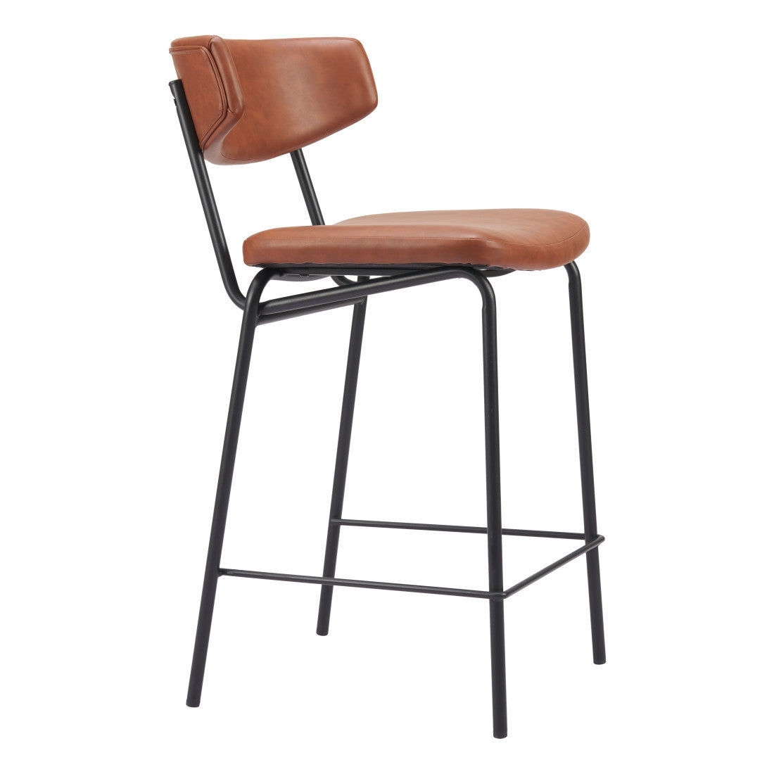 Brown & Black Faux Leather & Steel Low Back Bar Height Bar Chairs - Set of 2