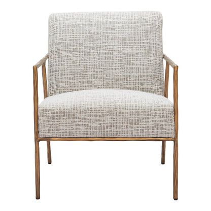 Beige & Gold Upholstered Arm Chair