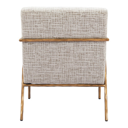 Beige & Gold Upholstered Arm Chair