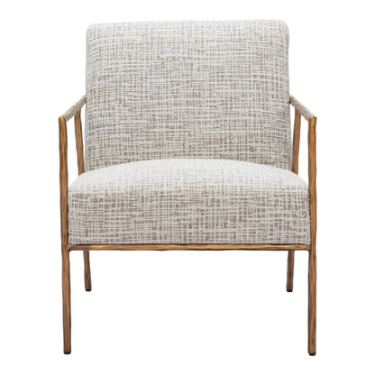 Beige & Gold Upholstered Arm Chair
