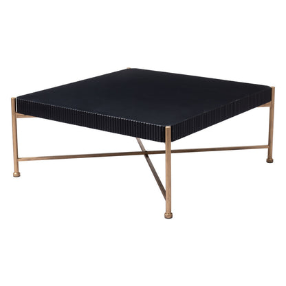 Black & Gold Solid Wood & Steel Square Coffee Table image 3