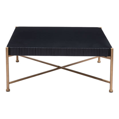 Black & Gold Solid Wood & Steel Square Coffee Table image 2